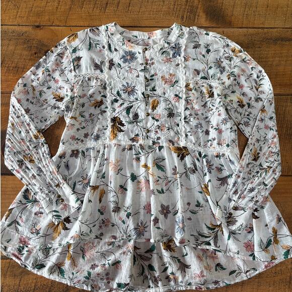 Womens Anthropologie Ginevra Floral Lace Babydoll Boho Long Sleeve Blouse XS - Picture 12 of 12